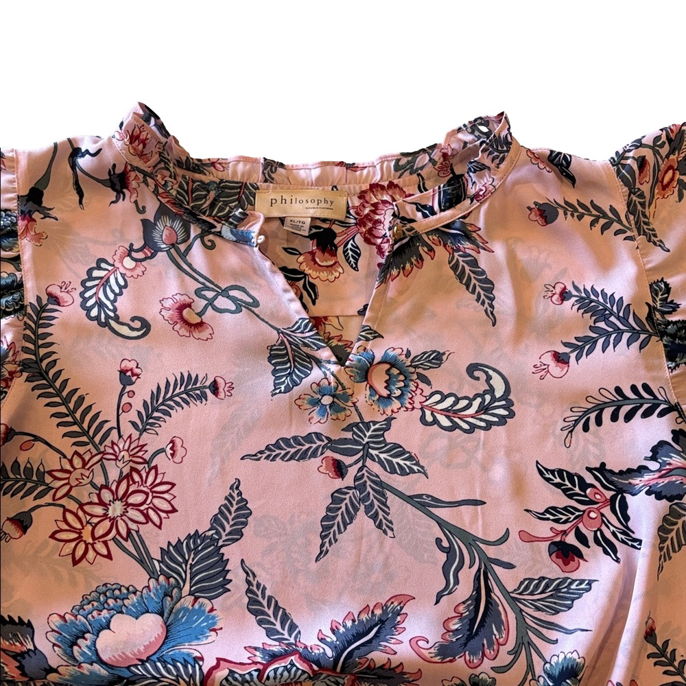 Philosophy Woman’s XL Pink Floral Short Sleeve Blouse